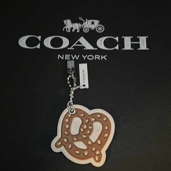 Coach Accessories - NWT Coach Pretzel Bag Charm Keychain FOB Leather Chain Glitter Key Ring